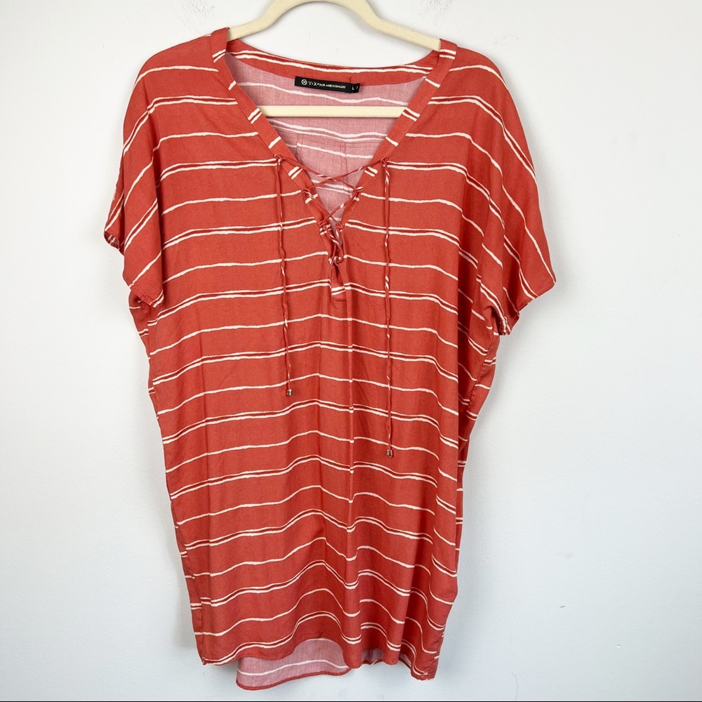 VIX Paul Hermanny Burnt‎ Orange Striped Cover-up